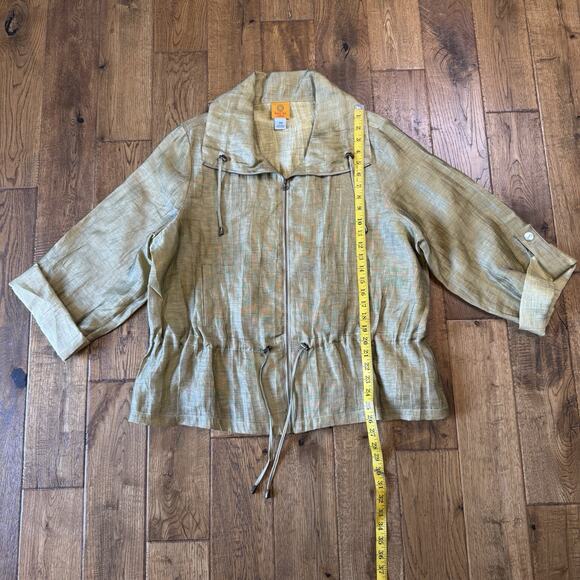 Ruby Rd Linen Jacket Womens 16W Roll Sleeve Lightweight Full ZIp Anorak Jacket - Picture 3 of 6